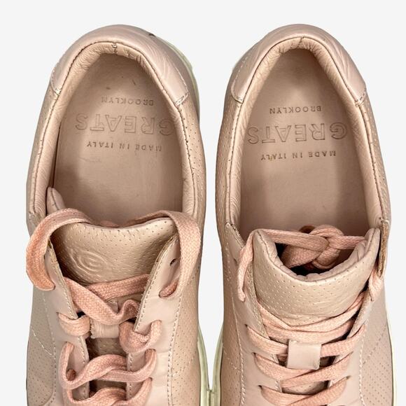 GREATS Royale Perforated Leather Sneakers Pink Blush 8.5 Made in Italy - Picture 3 of 10